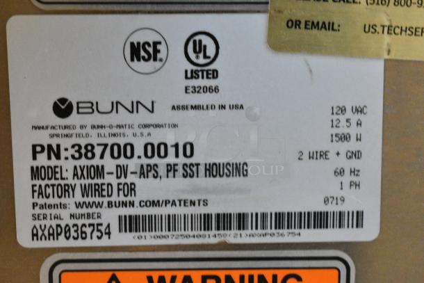 2019 Bunn AXIOM-DV-APS Stainless Steel Commercial Countertop Coffee Machine w/ Hot Water Dispenser. 120 Volts, 1 Phase. - Image 6 of 7
