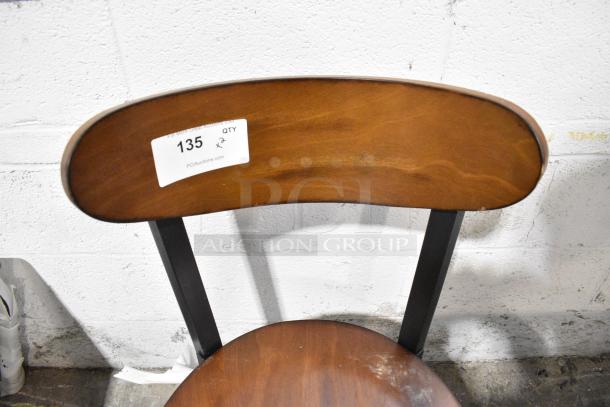 2 BRAND NEW SCRATCH AND DENT! Lancaster Table & Seating Black Metal Dining Height Chair w/ Wood Pattern Back Rest and Seat. 2 Times Your Bid! - Image 4 of 8