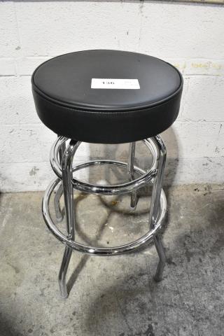 5 BRAND NEW SCRATCH AND DENT! Lancaster Table & Seating Chrome Finish Bar Stool w/ Black Seat Cushion. 5 Times Your Bid!