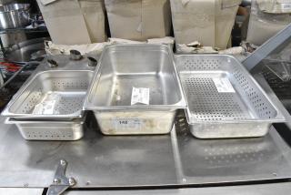 4 BRAND NEW SCRATCH AND DENT! Items Including 271607124P Carlisle 607124P DuraPan 1/2 Size 4" Deep Perforated Anti-Jam Stainless Steel Steam Table / Hotel Pan - 24 Gauge, 4070069 Choice Full Size 6" Deep Anti-Jam Stainless Steel Steam Table / Hotel Pan - 24 Gauge, 247114PRF Vigor Full Size 4" Deep Anti-Jam Perforated Stainless Steel Steam Table / Hotel Pan - 22 Gauge. 4 Times Your Bid!