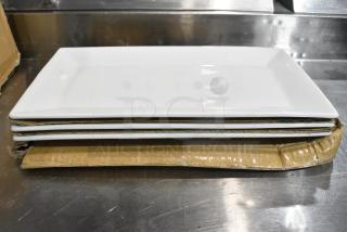 BRAND NEW SCRATCH AND DENT! Box of 12 Acopa 303KSE14 13" x 7 1/4" Bright White Rectangular Porcelain Platter