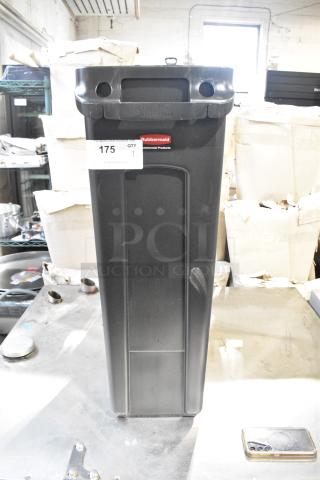 BRAND NEW SCRATCH AND DENT! Rubbermaid Black Poly Slim Jim Trash Can.