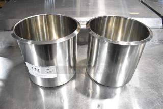 2 BRAND NEW SCRATCH AND DENT! Stainless Steel Cylindrical Drop In Bins. 2 Times Your Bid!