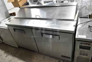 L&J NY JSP-61 Stainless Steel Commercial Sandwich Salad Prep Table Bain Marie Mega Top on Commercial Casters. 115 Volts, 1 Phase. Tested and Powers On But Does Not Get Cold