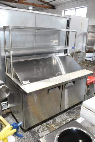 2022 Universal Coolers SC-60-BMI Stainless Steel Commercial Sandwich Salad Prep Table Bain Marie Mega Top w/ 2 Tier Over Shelf on Commercial Casters. 115 Volts, 1 Phase. Tested and Working!