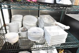 ALL ONE MONEY! Lot of Various Items Including White Ceramic Plates and Bowls.