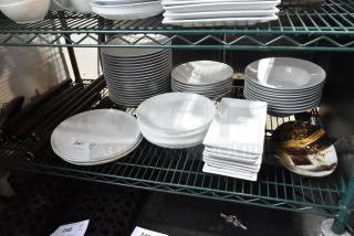 ALL ONE MONEY! Lot of Various Items Including White Ceramic Plates and Bowls.