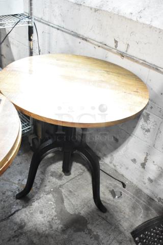 3 Wooden Dining Height Round Table on Metal Table. Leg. 3 Times Your Bid!