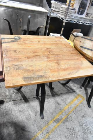 2 Wooden Dining Height Table on Metal Table. Leg. 2 Times Your Bid!