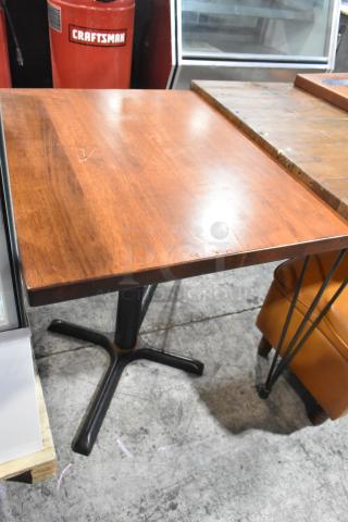 2 Wooden Dining Height Table on Black Metal Table Base. 2 Times Your Bid!