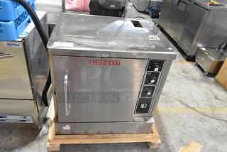 2023 Blodgett DFG-50 Stainless Steel Commercial Natural Gas Powered Half Size Convection Oven w/ Solid Door, Metal Oven Racks and Thermostatic Controls.