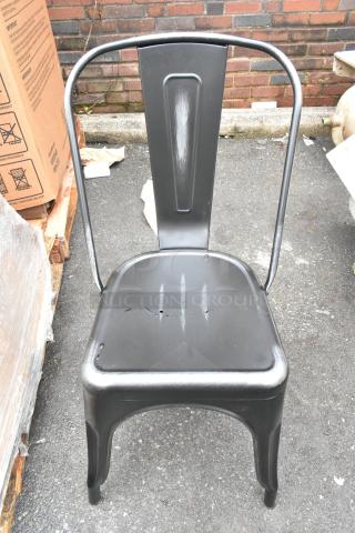 20 BRAND NEW SCRATCH AND DENT! Lancaster Table & Seating 164CMCAFEBKD Alloy Distressed Onyx Black Outdoor Cafe Chair. 20 Times Your Bid!