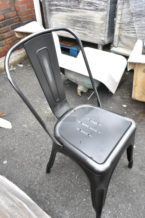 20 BRAND NEW SCRATCH AND DENT! Lancaster Table & Seating 164CMCAFEBKD Alloy Distressed Onyx Black Outdoor Cafe Chair. 20 Times Your Bid! - Image 2 of 6