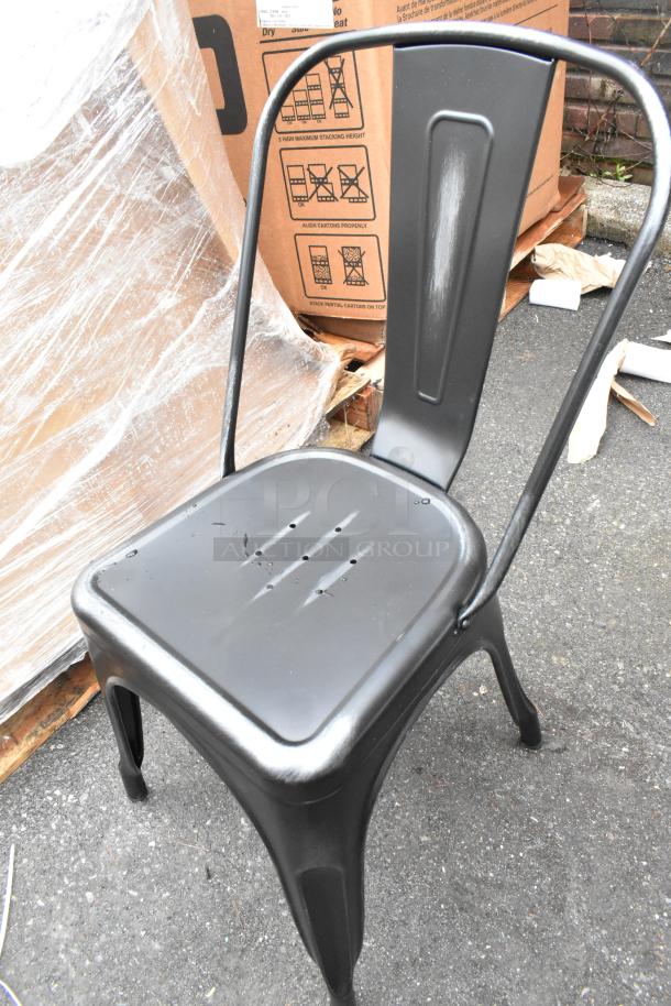 20 BRAND NEW SCRATCH AND DENT! Lancaster Table & Seating 164CMCAFEBKD Alloy Distressed Onyx Black Outdoor Cafe Chair. 20 Times Your Bid! - Image 3 of 6