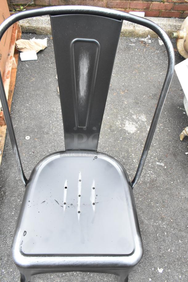 20 BRAND NEW SCRATCH AND DENT! Lancaster Table & Seating 164CMCAFEBKD Alloy Distressed Onyx Black Outdoor Cafe Chair. 20 Times Your Bid! - Image 4 of 6