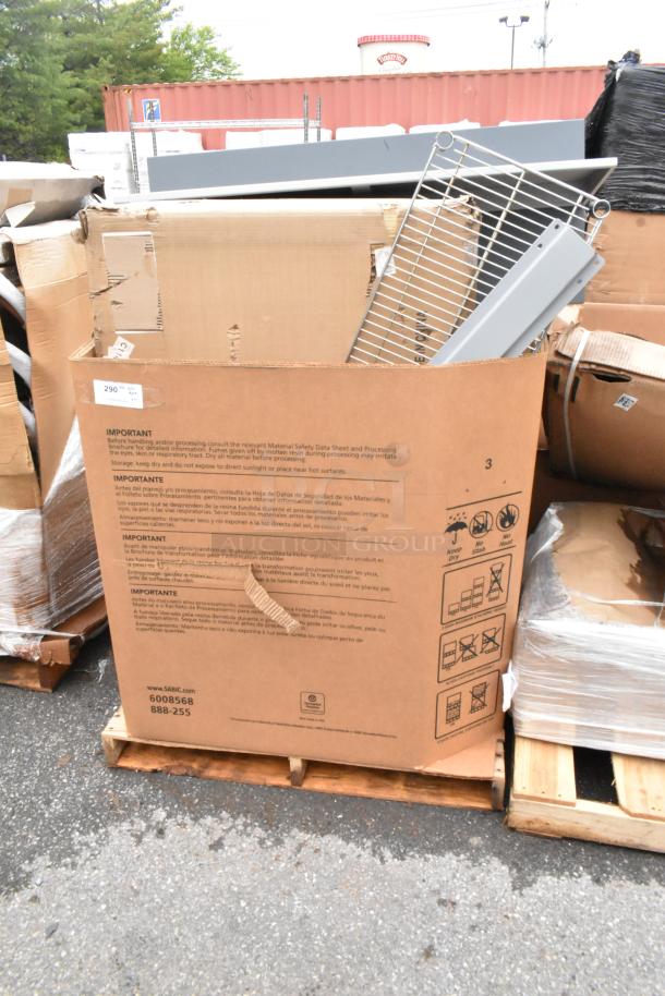 10 BRAND NEW SCRATCH AND DENT! Items Including 600DC1848 Regency 18" x 48" 18 Gauge Type 304 Stainless Steel Dish Cabinet with Adjustable Midshelf, 427BASEBLTDN Lancaster Table & Seating Black Steel Bolt-Down Umbrella Base, 612FHL1230 Choice Foil Steam Table Pan Lid - Half Size - 100/Case. 10 Times Your Bid! - Image 1 of 9