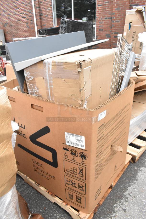 10 BRAND NEW SCRATCH AND DENT! Items Including 600DC1848 Regency 18" x 48" 18 Gauge Type 304 Stainless Steel Dish Cabinet with Adjustable Midshelf, 427BASEBLTDN Lancaster Table & Seating Black Steel Bolt-Down Umbrella Base, 612FHL1230 Choice Foil Steam Table Pan Lid - Half Size - 100/Case. 10 Times Your Bid! - Image 2 of 9