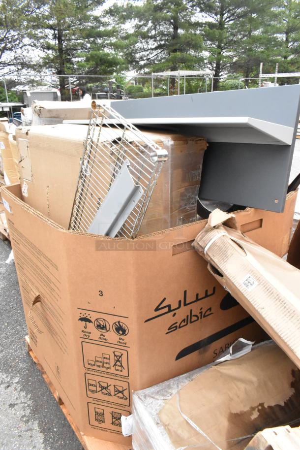 10 BRAND NEW SCRATCH AND DENT! Items Including 600DC1848 Regency 18" x 48" 18 Gauge Type 304 Stainless Steel Dish Cabinet with Adjustable Midshelf, 427BASEBLTDN Lancaster Table & Seating Black Steel Bolt-Down Umbrella Base, 612FHL1230 Choice Foil Steam Table Pan Lid - Half Size - 100/Case. 10 Times Your Bid! - Image 3 of 9