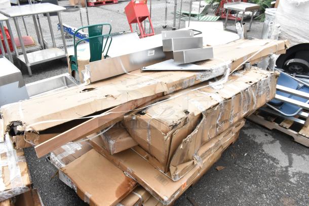 10 BRAND NEW SCRATCH AND DENT! Items Including 600WS1896HD Regency 16 Gauge Stainless Steel 18" x 96" Heavy Duty Wall Shelf, 712B5536D Steelton Stainless Steel Double Tier Speed Rail - 36", 712B5515D Steelton Stainless Steel Double Tier Speed Rail - 15", 600CDT48R Regency 16 Gauge 4' Clean Dish Table - Right Drainboard, 16436RTFWHM Lancaster Table & Seating 36" Round Thermo-Formed MDF Table Top with White Marble Finish, 600T3060G Regency 30" x 60" 18-Gauge 304 Stainless Steel Commercial Work Table with Galvanized Legs and Undershelf. 10 Times Your BId! - Image 2 of 11