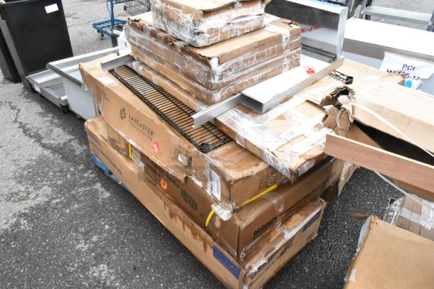 12 BRAND NEW SCRATCH AND DENT! Items Including 4 522HF2520 Steelton 20"(H) x 25"(W) x 2"(T) Stainless Steel Hood Filter, 35128051006 Cooking Performance Group 35128051006 Back Panel Assembly for S36 Series Ranges, 164PBVS48RW Lancaster Table and Seating Vineyard 48" Pine Wood Portable Bar with Vintage White Finish, 460EG2448 Regency 24" x 48" NSF Green Epoxy Wire Shelf, 600TB3024G Regency 30" x 24" 18-Gauge 304 Stainless Steel Equipment Filler Table with Backsplash and Galvanized Undershelf, 465C1848KE5 SHELF KIT 18X48 CHROME W/ 72 EC POST 5 SHELF UTILITY. 12 Times Your Bid! - Image 3 of 10