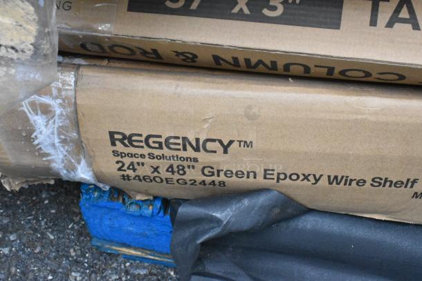 12 BRAND NEW SCRATCH AND DENT! Items Including 4 522HF2520 Steelton 20"(H) x 25"(W) x 2"(T) Stainless Steel Hood Filter, 35128051006 Cooking Performance Group 35128051006 Back Panel Assembly for S36 Series Ranges, 164PBVS48RW Lancaster Table and Seating Vineyard 48" Pine Wood Portable Bar with Vintage White Finish, 460EG2448 Regency 24" x 48" NSF Green Epoxy Wire Shelf, 600TB3024G Regency 30" x 24" 18-Gauge 304 Stainless Steel Equipment Filler Table with Backsplash and Galvanized Undershelf, 465C1848KE5 SHELF KIT 18X48 CHROME W/ 72 EC POST 5 SHELF UTILITY. 12 Times Your Bid! - Image 8 of 10