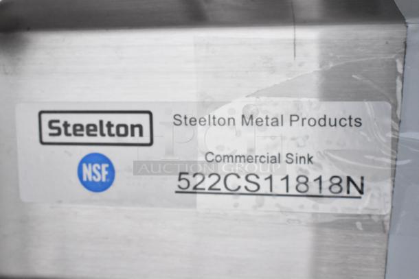 BRAND NEW SCRATCH AND DENT! Steelton 522CS11818N 23 1/2" 18-Gauge Stainless Steel One Compartment Commercial Sink without Drainboard - 18" x 18" x 12" Bowl - Image 6 of 6