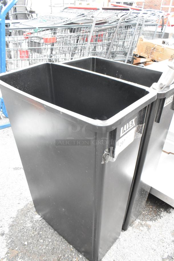 2 BRAND NEW SCRATCH AND DENT! Lavex Black Poly Slim Jim Trash Cans. 2 Times Your Bid! - Image 2 of 4