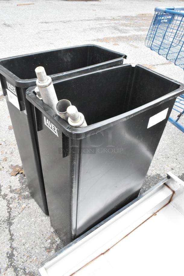 2 BRAND NEW SCRATCH AND DENT! Lavex Black Poly Slim Jim Trash Cans. 2 Times Your Bid! - Image 3 of 4