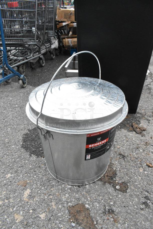 BRAND NEW SCRATCH AND DENT! Behrens 6110K 10 Gallon Galvanized Steel Trash Can with Locking Infinity Lid - Image 2 of 4