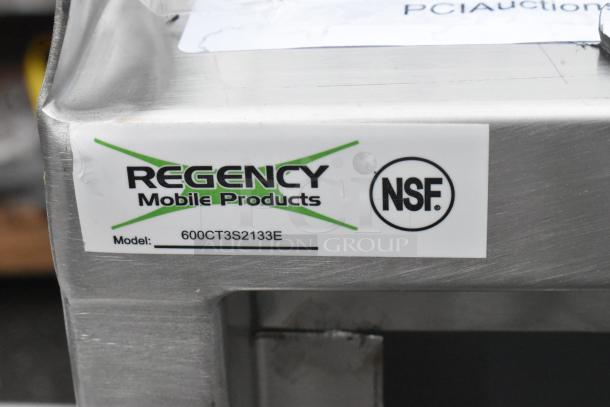 BRAND NEW SCRATCH AND DENT! Regency 600CT3S2133E 21" x 33" Three Shelf 18-Gauge 304 Stainless Steel Utility Cart with Enclosed Base and Open Front - Image 5 of 5