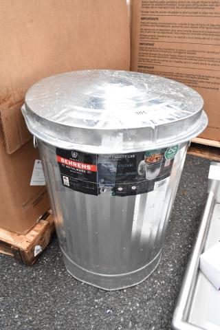 BRAND NEW SCRATCH AND DENT! Behrens 1270K 31 Gallon Galvanized Steel Trash Can with Infinity Lid