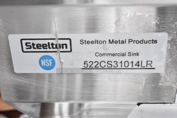 BRAND NEW SCRATCH AND DENT! Steelton 522CS31014LR Stainless Steel 3 Bay Sink w/ Dual Drain Boards. No Legs. - Image 9 of 9