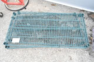 ALL ONE MONEY! Lot of 3 Green Finish Wire Shelves.