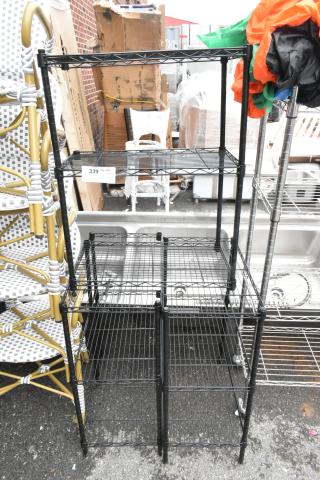 3 Black Finish Wire Shelving Units. Including 23.5x13.5x30.5. 3 Times Your Bid! BUYER MUST DISMANTLE. PCI CANNOT DISMANTLE FOR SHIPPING. PLEASE CONSIDER FREIGHT CHARGES.