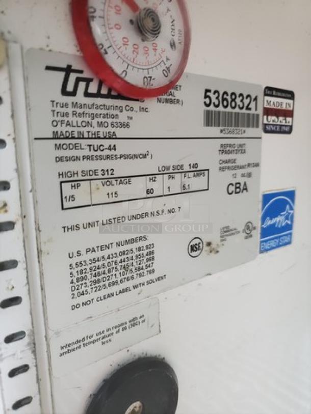True TUC-44 Deep Undercounter Refrigerator. On Casters. Good Working Condition. - Image 3 of 7