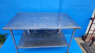 5 ft Stainless Steel Work Table on Casters. Missing Drawer.