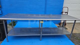 8ft Stainless Steel Work Table w/ Undershelf.