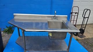 Custom Stainless Steel Workstation w/ Undershelf and Sink.