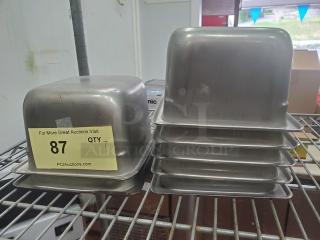 Lot of 7 Stainless Steel Square Food Pans. (7xBid)