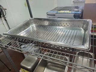 Lot of 6 Winco SPFP2 - Perforated Steam Pan, 25 Gauge Stainless Steel - Full, 2-1/2". (6xBid)