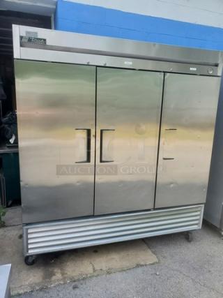 True T-72F T-Series Solid Door Reach-In Freezer, 3 Section. On Casters - Item #1188658