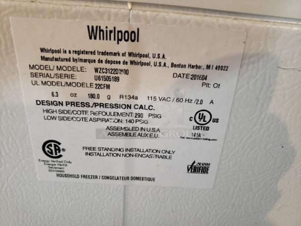 Whirlpool WZC3122DW Chest Freezer with Extra-Large Capacity. Good Working Condition. - Image 6 of 6