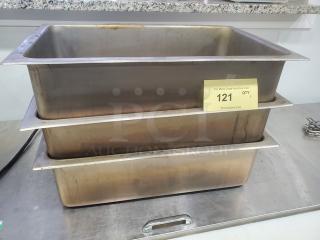 Lot of 3 Stainless Steel Steam Table Pans. (3xBid)