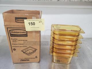 Lot of 6 Rubbermaid 1/9 Size Food Pans. 4 Inch Deep. NEW. (6xBid)