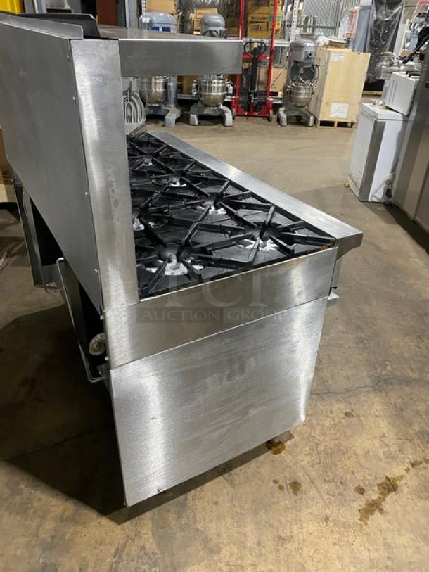 WOW! Garland Commercial Stainless Steel Natural Gas Powered 10-Burner Range/Double Oven Combo! With Back Splash & Overhead Salamander Shelf! With Wired Oven Rack! Model: H284 SN: 112RG089R! On Legs! - Image 3 of 11