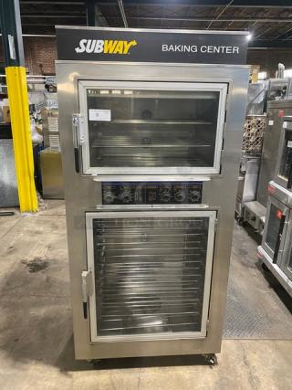 Nu-Vu Subway Style Commercial Stainless Steel Electric Powered Convection Oven/Proofer Combo! With Wired Oven Racks! Model: SUB-123 SN: 00298374100300010001! 208V 3+N Phase! On Casters!