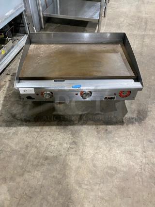 Elmer Schultz Commercial Natural Gas Powered Flat Grill! With Back & Side Splashes! All Stainless Steel!