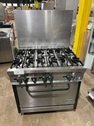 NICE! Cub Commercial Natural Gas Powered 6 Burner Stove! With Raised Backsplash!  With Full Size Oven Underneath!