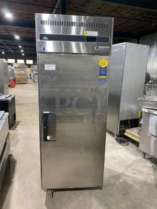 Everest Commercial Single Door Reach In Refrigerator! With Racks! All Stainless Steel! Model ESR1 Serial BSR112060006! 115V 1Phase! On Casters!