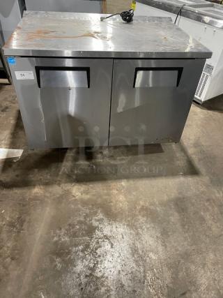 True Commercial 2 Door Under The Counter/Worktop Cooler! All Stainless Steel! Model TWT48HC Serial 9068245! 115V 1Phase!